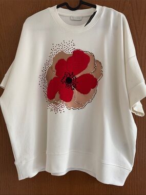 Weekend Max Mara Cream Floral Appliqué Sweatshirt